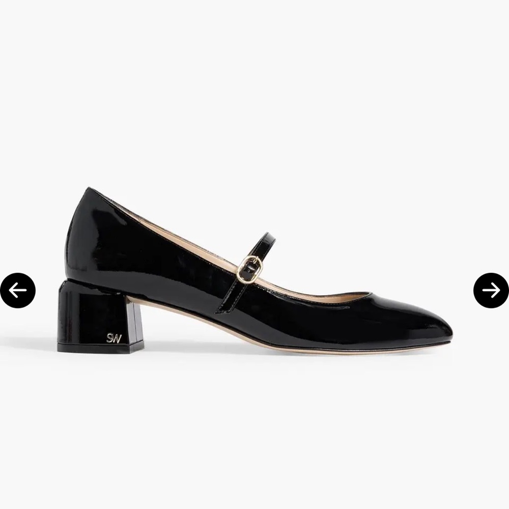Stuart Weitzman Black Patent Leather Gabby Mary Jane Block Heels Size 9